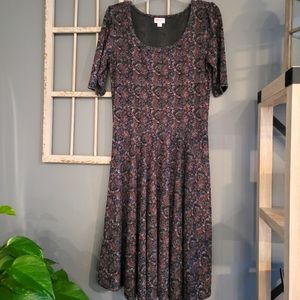LuLaRoe - Nicole, A-Line dress, Paisley Print, size Large, Like NEW